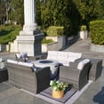 thumbnail image 4 of 7-Piece Patio Grey Wicker Conversation Sofa Set with Fire Pit Table, 4 of 6