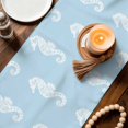 thumbnail image 3 of Ocean Seahorse Table Runner 90 Inches, Summer Nautical Coastal Textured Sky Blue Bed Runner Dresser Scarves Tabletop for Indoor Outdoor Parties/Ceremony/Banquet, 13" x 90", 3 of 9