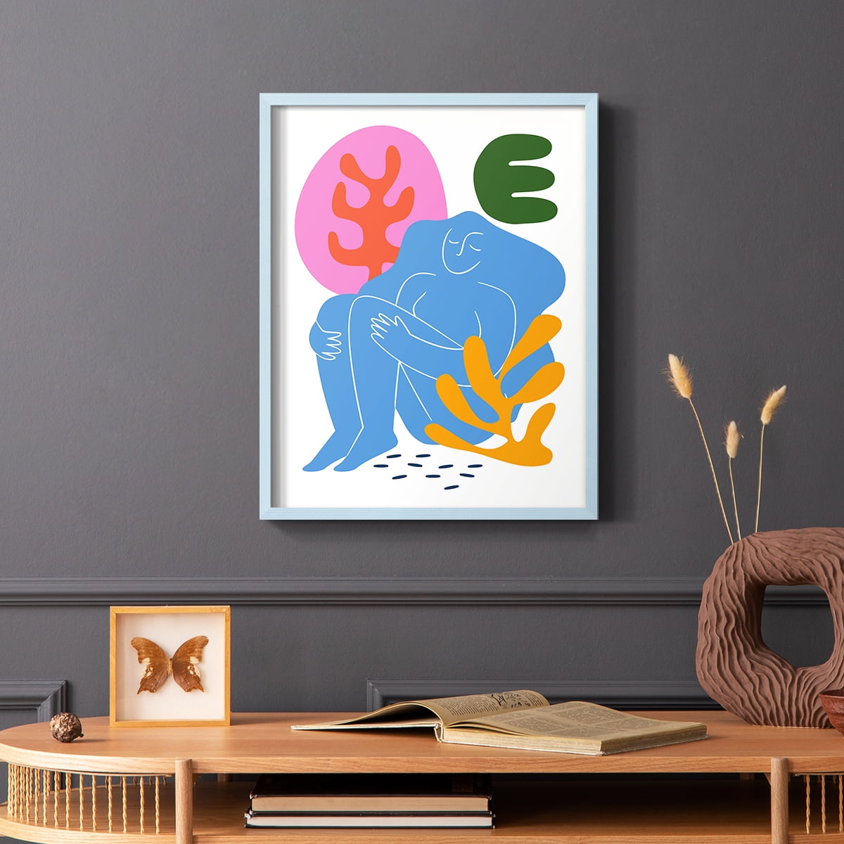 Matisse CDXLI in Blue Solid Wood Framed Print No Nail Hanging