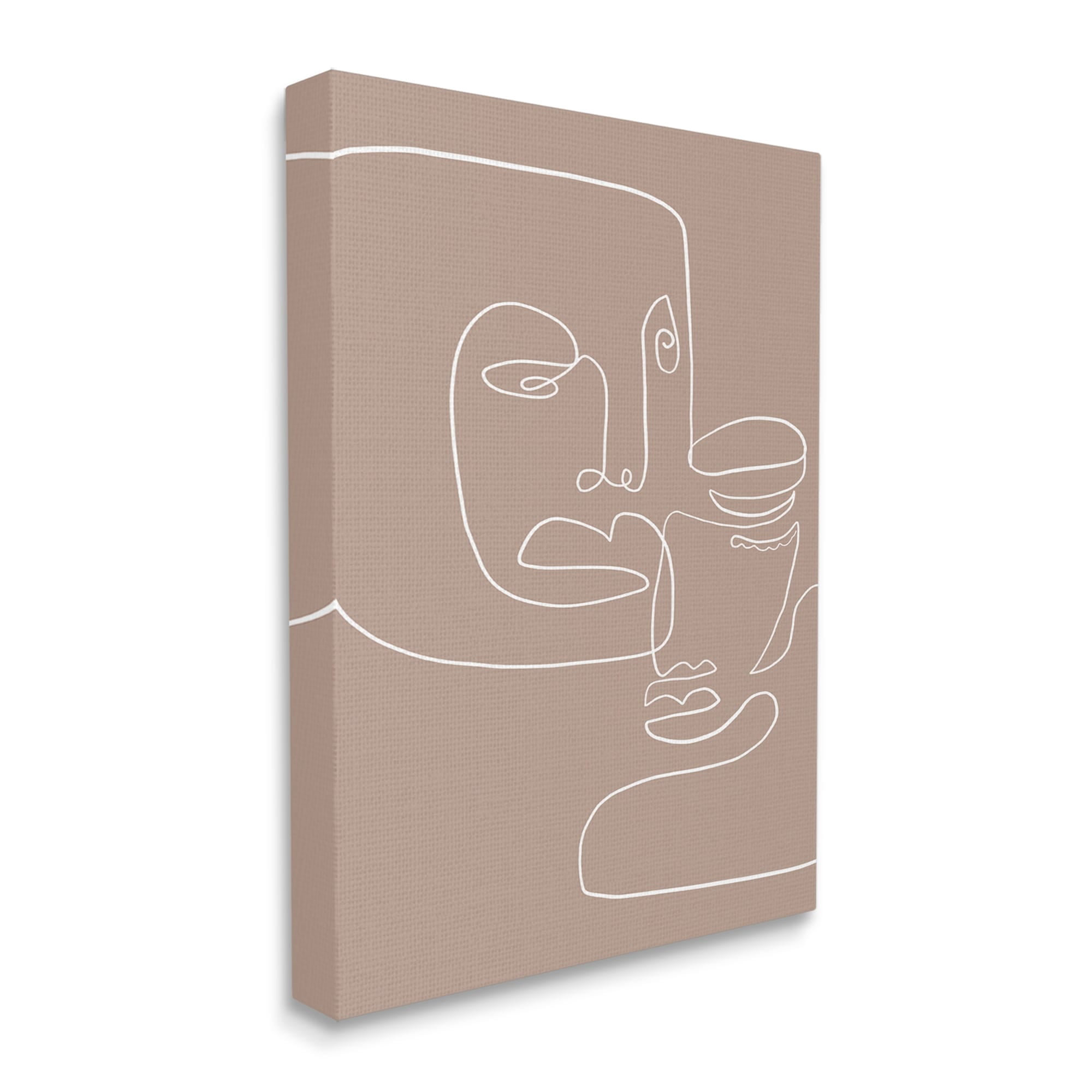 Stupell Industries Two Faces Single Line Drawing Brown Beige Abstract, 16 x 20,Design by Design Fabrikken
