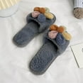thumbnail image 4 of Anuirheih Clearance Slip on Sandals Women,Women's Fuzzy Slippers Plush Sandals Cozy Furry Slides Soft Warm House Shoes Flower(Gray), 4 of 5
