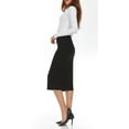 thumbnail image 2 of Ribbed Midi Skirt For Women By BGDK- Bodycon Pencil Skirt With Elastic Waist- Comfortable Stretchy Below The Knee Skirt - High Waist Fitted Skirt For Work, Office, Business, Church navy x small, 2 of 5