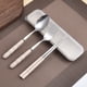 thumbnail image 1 of Juego de tenedor, cuchara y palillos de acero inoxidable 3 en 1 | Cubiertos de viaje portátiles con estuche de plástico | Utensilios para acampar y comer al aire libre, 1 of 2