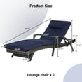 thumbnail image 5 of PAPROOS Outdoor Chaise Lounge Chair Set of 2, Rattan Patio Chaise Lounge Chair with Cushion and Arms, Modern 5-Positions Adjustable Outdoor Lounger Recliner for Poolside, Garden, Backyard, Dark Blue, 5 of 9