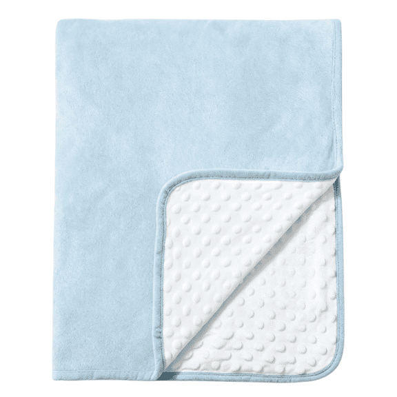 CREVENT Soft Plush Girls Blue and White Minky Baby Blanket