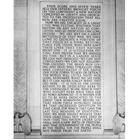Gettysburg Address engraved on a memorial plaque Lincoln Memorial Washington DC USA Canvas Art -  (18 x