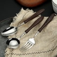 thumbnail image 4 of Cuchillo, tenedor y cuchara de acero inoxidable con mango de wengué 304 retro simple, vajilla occidental de estilo ins, juego de regalo de vajilla de alto valor, 4 of 5