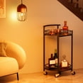 thumbnail image 2 of xiamenxinshouyimaoyi Rolling Trolley Bar Serving Cart with Wine Rack, Metal Black, 2 of 7