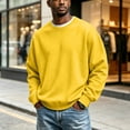 thumbnail image 6 of Men's Crewneck Sweatshirt Soft Brushed Fleece Pullover Long Sleeve Plain Casual Basic Athletic Athletic Tops for Fall Winter Yellow M, 6 of 6