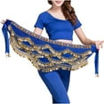 thumbnail image 2 of Felirenzacia Belly Dance Hip Scarf with Tassels Sequins, Triangle Coins Wrap Skirt Music Festival Clothing Skirt, Blue,Free Size, 2 of 3
