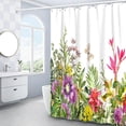 thumbnail image 2 of Floral Shower Curtain, Colorful Plant Flower Shower Curtain Set, Red Wildflower Botanical Shower Curtains for Bathroom, Waterproof Fabric with 12 Hooks, 72 x 72 Inches, 2 of 6