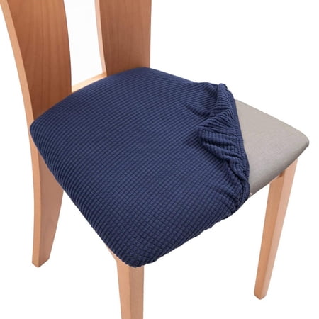 Stretch Dining Chair Seat Cover Stretch Chair Seat Cushion Slipcover for Dining Room Kitchen Banquet - Navy Blue