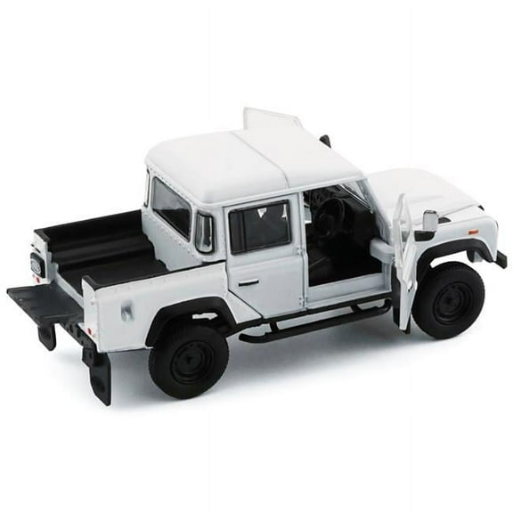 Land Rover Defender 110 Pickup Truck White with Extra Wheels 1/64 Diecast Model Car by BM Creations