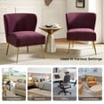 thumbnail image 7 of Contemporary Vanity Chair Upholstery Armless Accent Chair Metal Base Nailhead Trim Bedroom Set of 2 Purple, 7 of 7