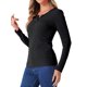 thumbnail image 4 of Blusa de punto acanalado INSPIRE CHIC para mujer con mangas largas, cuello redondo y cremallera en la parte delantera, 4 of 6