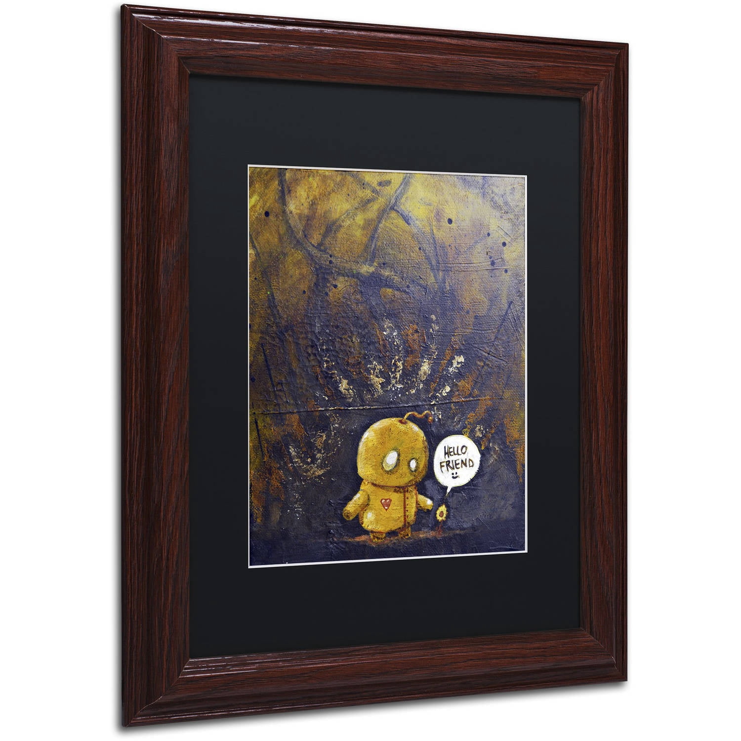 Trademark Fine Art 'Hello Friend' Canvas Art by Craig Snodgrass, Black Matte, Wood Frame