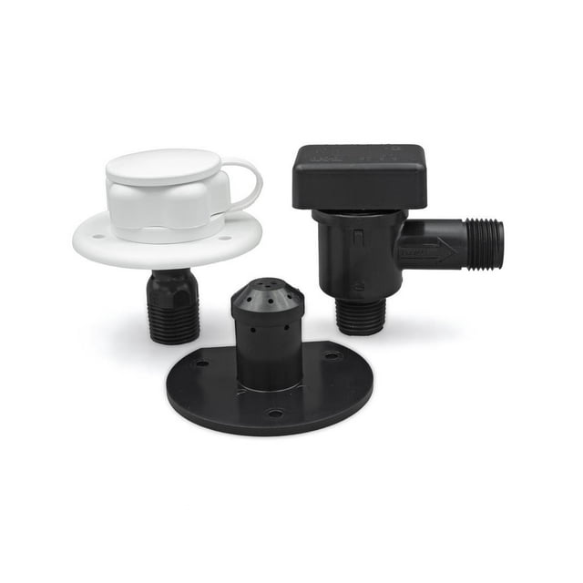 B&B Molders Waste Holding Tank Rinser 94231 Holding Tank Rinser; Protects Black Tank From Waste Buildup And Blockages; Polar White With Black Handle; With Plastic Check Valve