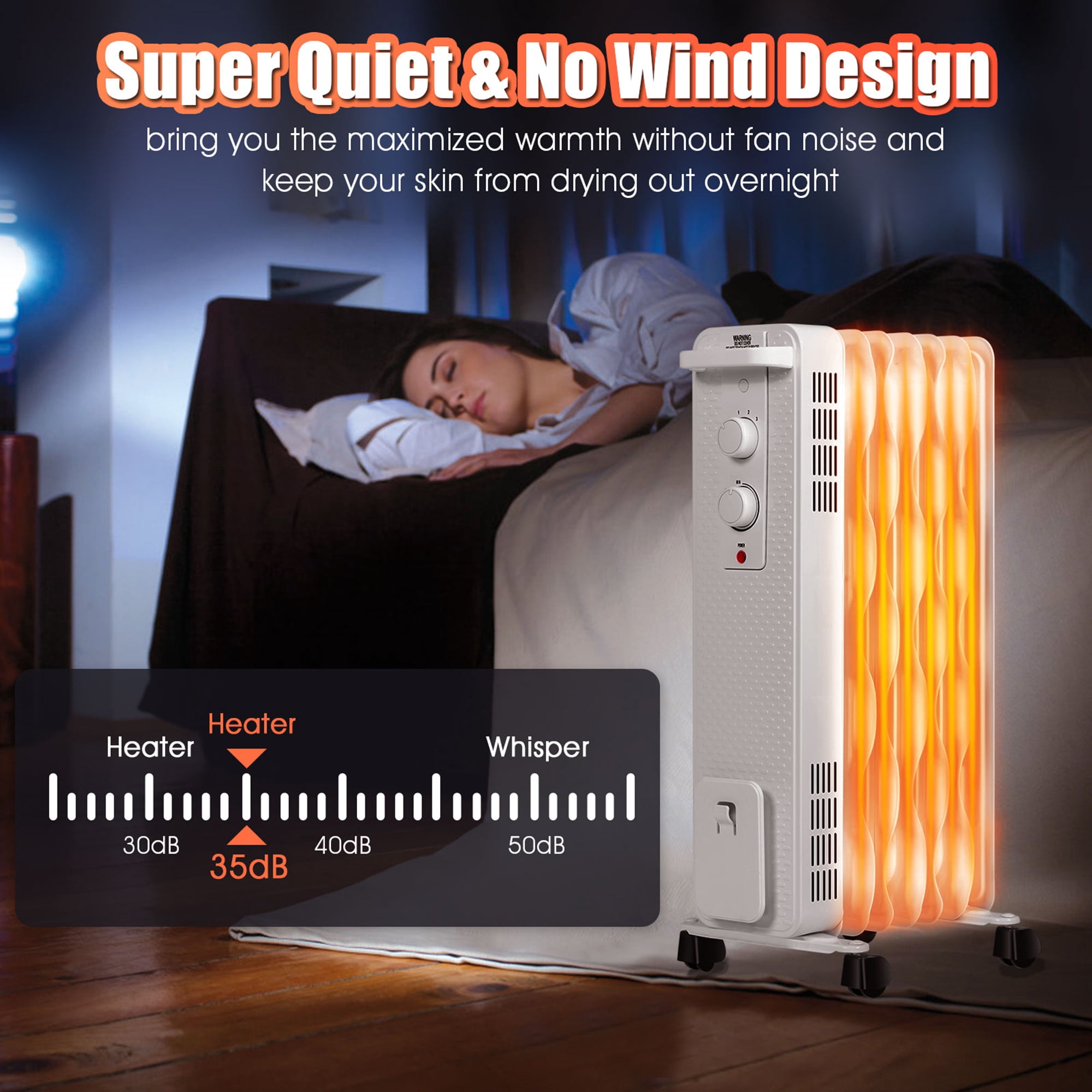 Gymax 1500W Oil Filled Radiator Space Heater w/ 3 Heating Modes White -  Walmart.com