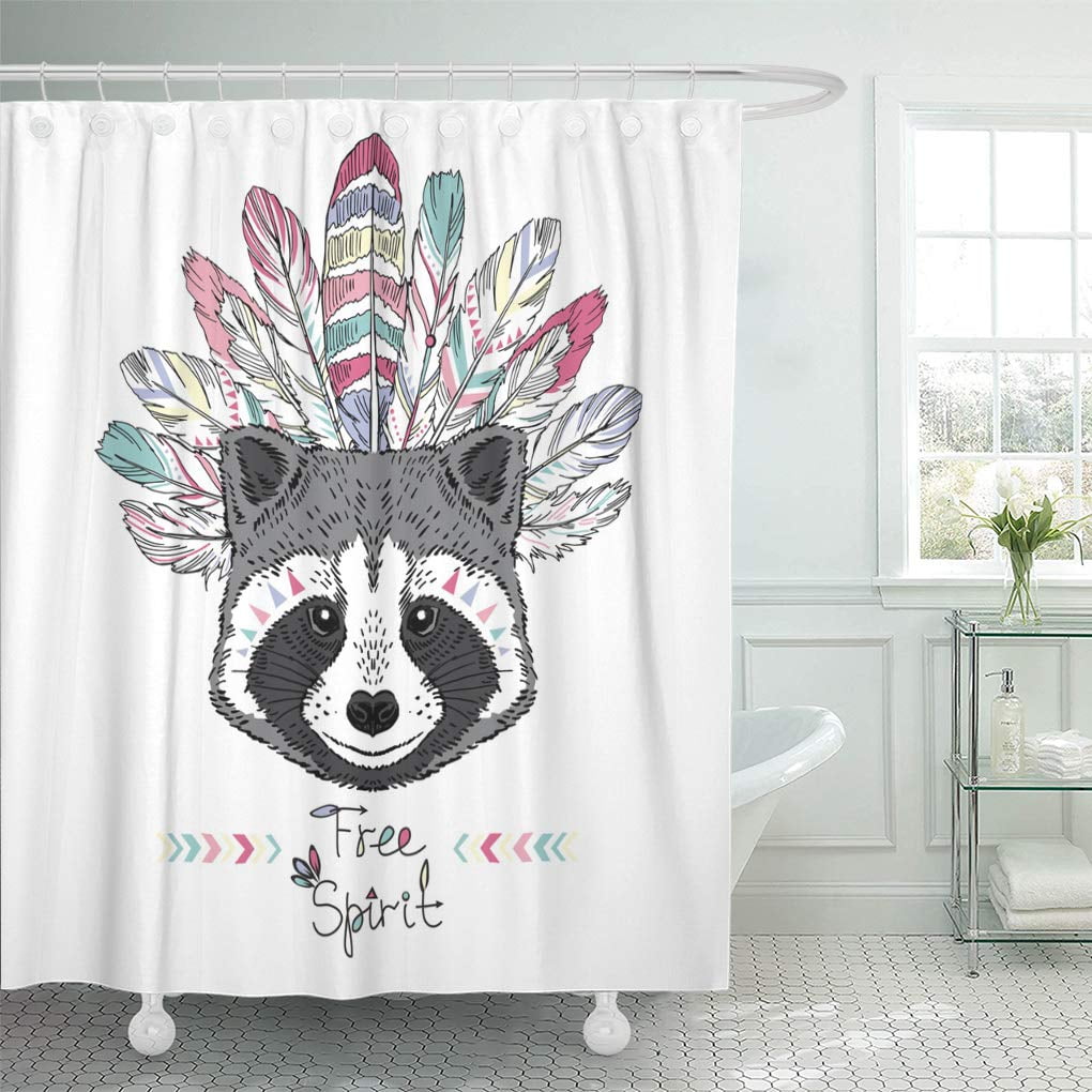 Yusdecor Vector Raccoon Aztec Style Illustration American Poster T Shirt Bathroom Decor Bath Shower Curtain 60x72 Inch Walmart Canada