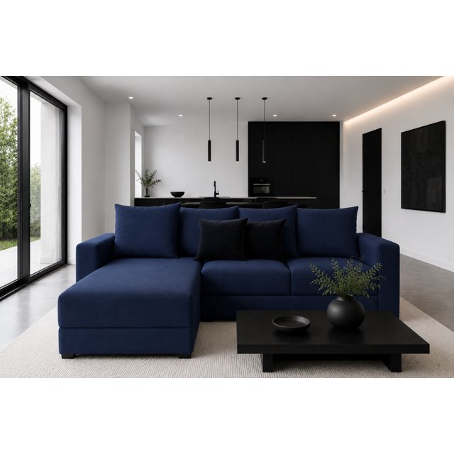 Sala Esquinera Modular El Bazar Store Lombar Azul Tela lino nacional 220x160 cm Moderna en Esquina
