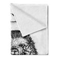 thumbnail image 2 of Hedgehog Soft Flannel Fleece Throw Blanket, Monochrome Hedgehog with Winter Attire Funny Hat Animal Fauna Image Print, Cozy Plush for Indoor and Outdoor Use, 70" x 90", Black White, by Ambesonne, 2 of 5