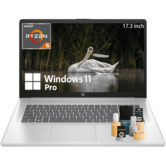 HP 17 inch Business Laptop - 17.3" FHD IPS Anti-Glare Display,6-Cores AMD Ryzen 5 7430U, AMD Radeon Graphics, 32GB RAM 1TB SSD, Wi-Fi 6, Windows 11 Pro