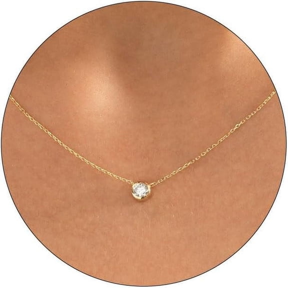 Diamond Necklaces For Women, Dainty Gold/Silver Necklace 14K Gold/White Gold Plated Layered Necklace Simple Diamond Gold Necklace For Women Trendy Jewelry[o5809]