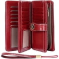 thumbnail image 1 of Cartera Mujer Piel Cartera Muchos Compartimentos Cartera Larga Mujer Protección RFID Cartera Mujer Piel con Bolsillo para Móvil y Cremallera Roja Jormftte LKX-1330-6, 1 of 6