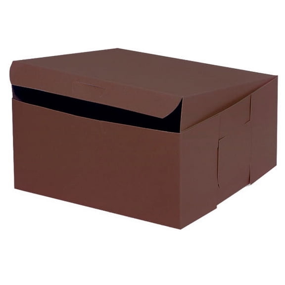 Pack Of 100, 10 X 10 X 5" Solid Chocolate Bakery Boxes 1-Piece Lock Corner Box For Cakes, Pies, Cupcakes Made In USA