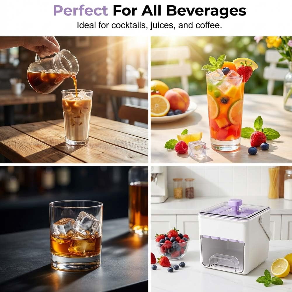 50 Cube Ice Maker with Easy Press Lid and Storage Bin, Double-Deck Tray