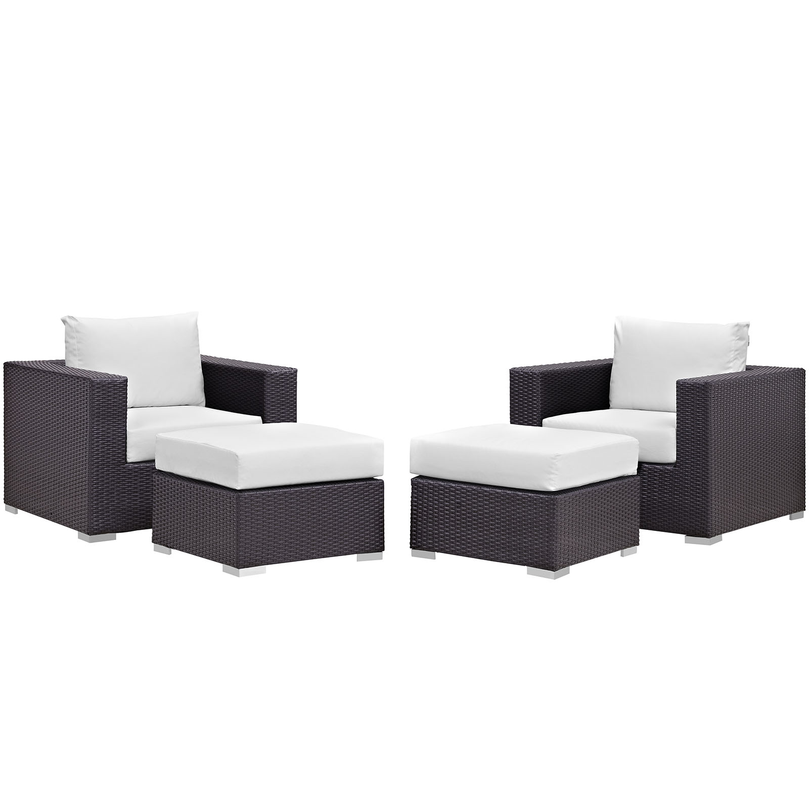 Modway Convene 4 Piece Outdoor Patio Sectional Set in Espresso White - image 2 of 6