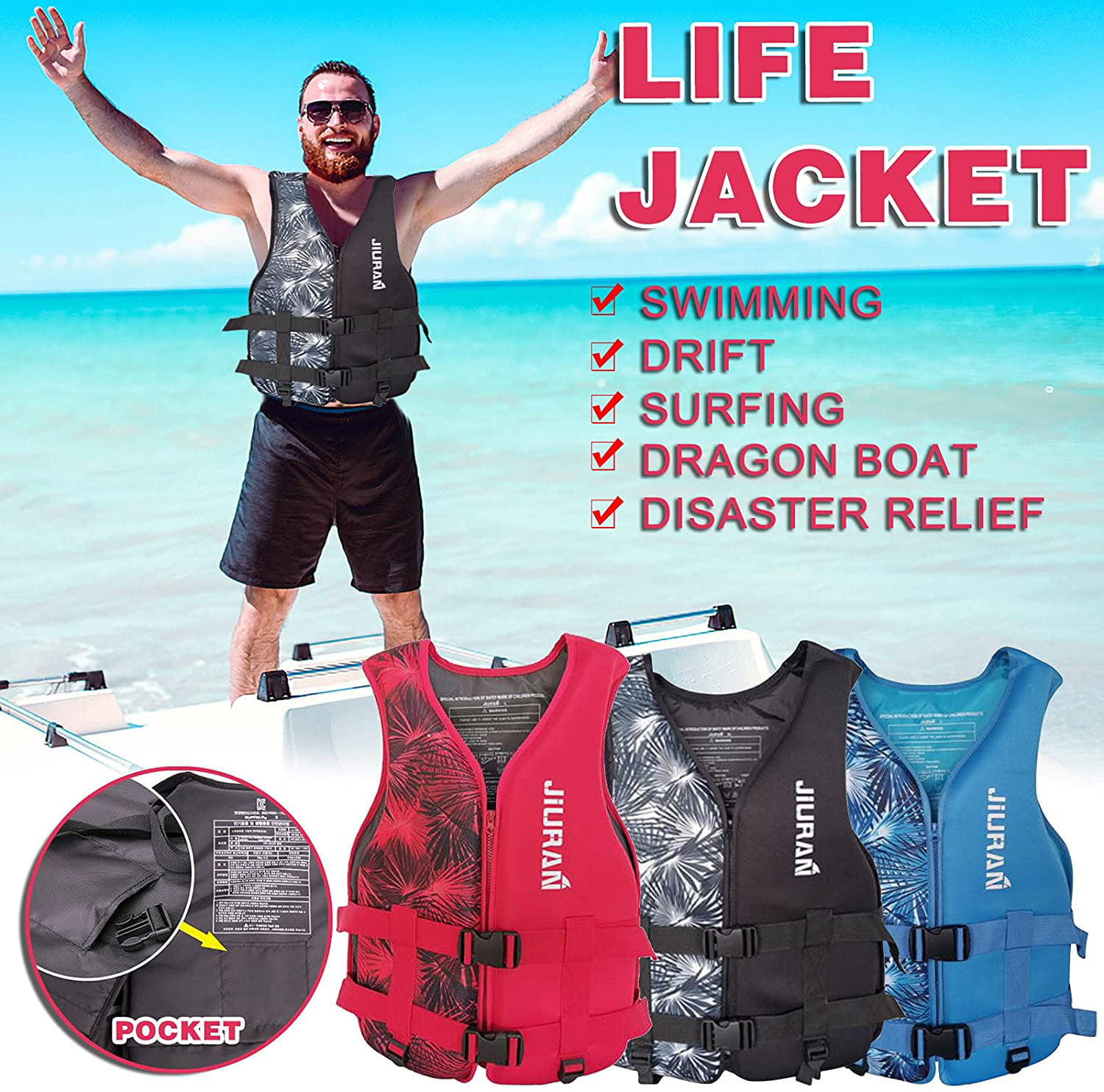 Swimming Vest for Adult/Children Outdoor Fishing Life Jacket Fishing Vest Kayak Life Jackets Water Sports Floatation Vest Life Jackets Vest