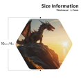thumbnail image 2 of Lsque Seaside Sunset Cool Dragon Pattern 4" Drink Coasters Set of 4, PVC Leather Absorbent Coasters, Table Coaster Set Decorative Coffee Cup Coasters Housewarming Gift -Hexagon, 2 of 6