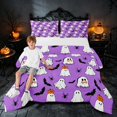 thumbnail image 2 of Homewish Halloween Ghost Queen Comforter Set, Pumpkin Bat Spider Comforter Sets Queen, Purple White Black, Pumpkin Bat Reversible, 3pcs 1 Comforter and 2 Pillowcases, 2 of 6
