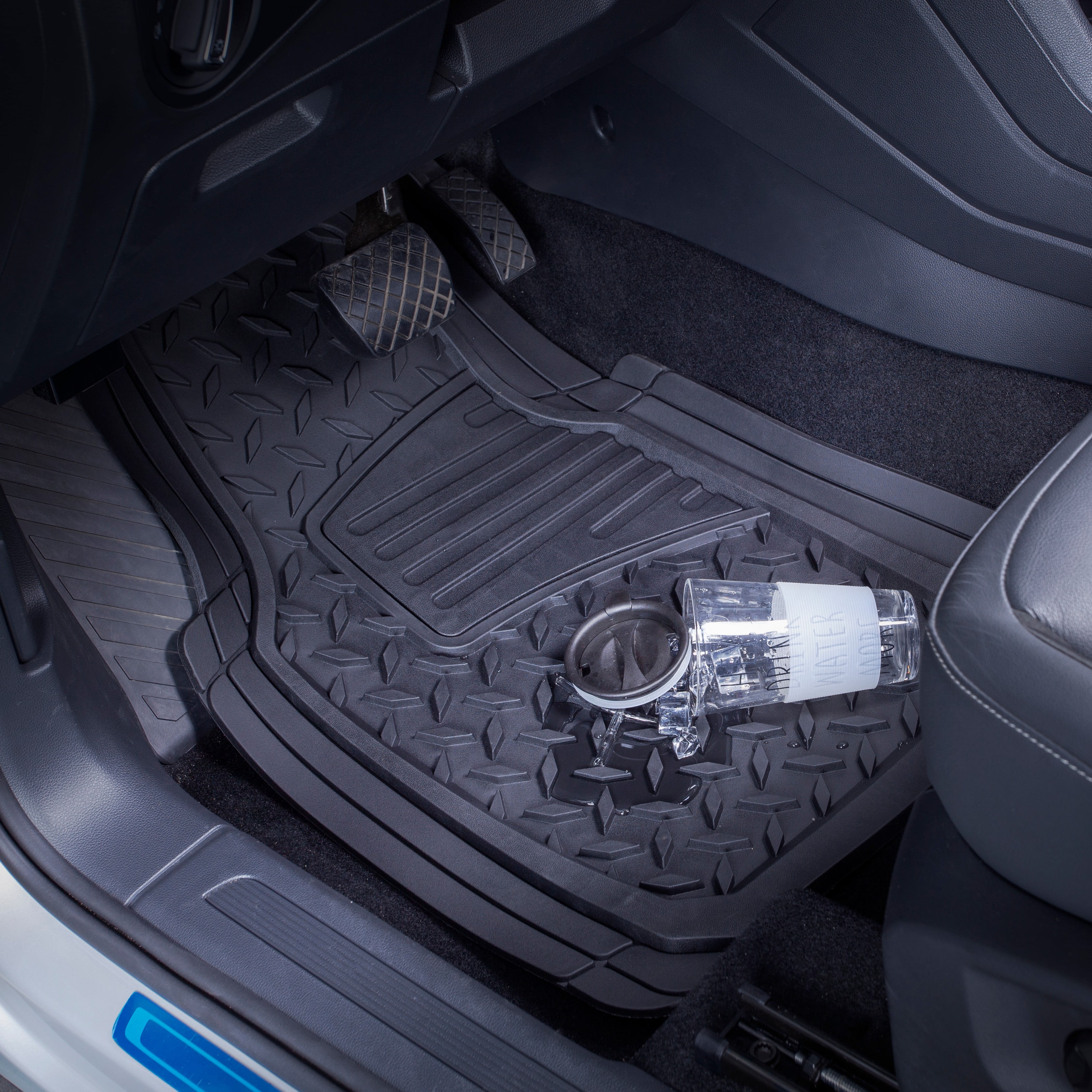 Auto Drive 2pc Rubber Floor Mats Carbon Fiber Copper - Universal  Fit,202WM12 