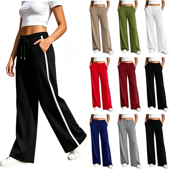 Diufon Sweatpants for Women Baggy Drawstring Elastic High Waist Pants Wide Leg Loose Jogger Pants with Pockets