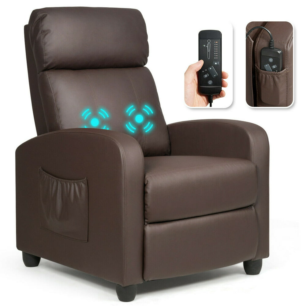 Gymax Massage Recliner Chair Single Sofa Pu Leather Padded Seat W Footrest