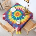 thumbnail image 2 of Colorful Rainbow Tie Dye Spiral Pattern Square Tablecloth,Waterproof Square Table Cover,Wipeable Spillproof Washable Table Cover for Home Kitchen Party Decor 52"x52"(132x132cm), 2 of 6