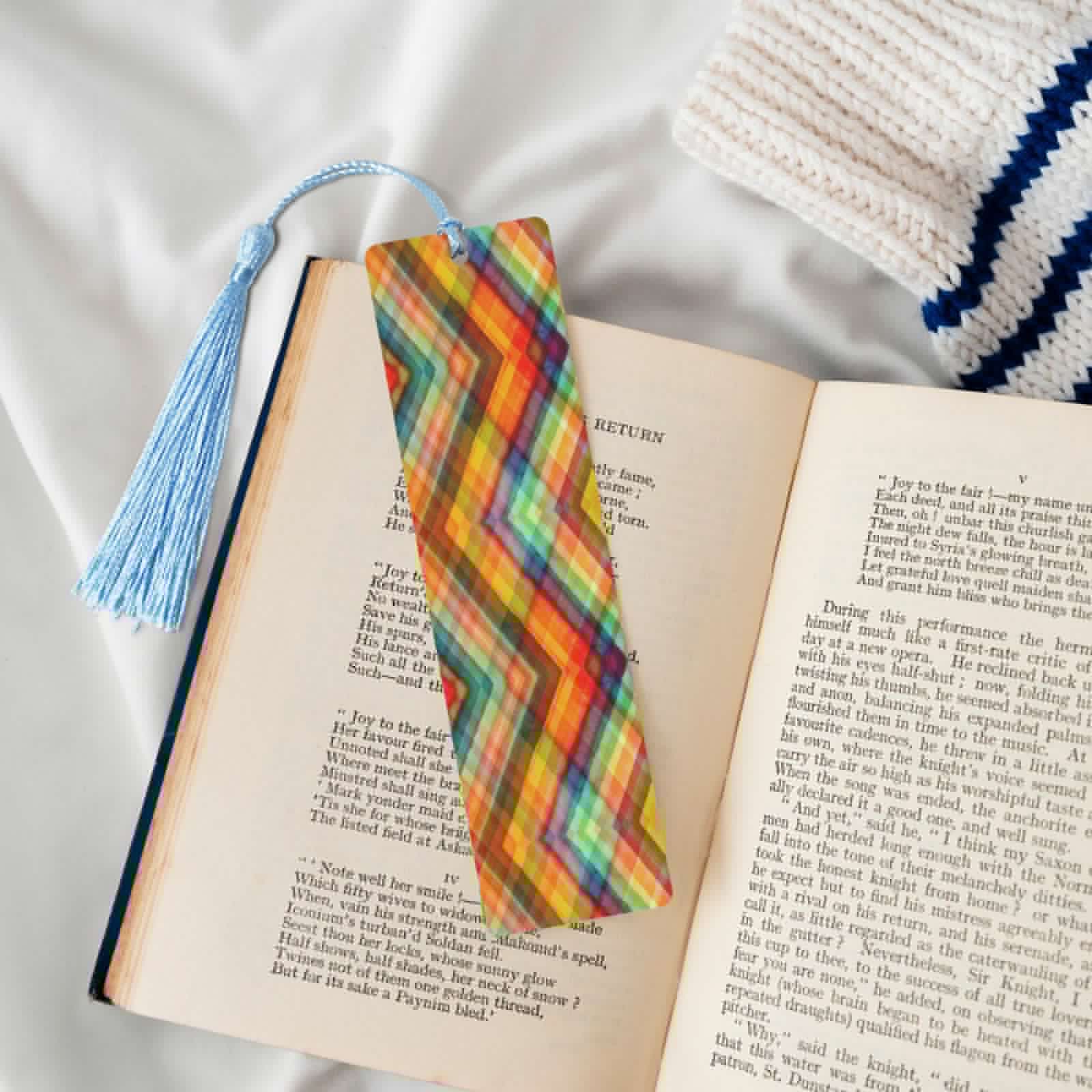 thumbnail image 4 of Kdxio Abstract Watercolors Tartan Print Metal Tassel Bookmarks,Perfect Gift for Art Lovers and Bookworms Metal Bookmarks for Women, 4 of 8