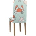thumbnail image 2 of ZHANZZK Sea Beach Pattern Lifebuoy Anchor Shell Crab Stretch Chair Cover Protector Seat Slipcover for Dining Room Hotel Wedding Party Set of 1, 2 of 5
