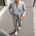 thumbnail image 2 of IWRICH Men's Slim Fit Lightweight Casual Blazer Jacket Pants 2 Piece Set 2 Button Sport Coats Suit for Groom Groomsman Wedding Business Grey XL, 2 of 5