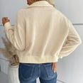 thumbnail image 4 of Women's Fleece Lined Winter Coat Long Sleeve Lapel Zip Up Jacket with Pockets Beige S, 4 of 6