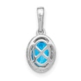 thumbnail image 4 of Auriga 14k White Gold Oval Blue Topaz and Diamond Pendant for Women (L-15.15mm, W-7.25mm), 4 of 6
