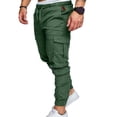 thumbnail image 3 of Men's Cargo Pants Slim Fit Sweatpants Pencil Jogger Drawstring Elastic Outdoor Trousers with Pockets, 3 of 4