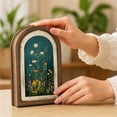 thumbnail image 6 of Arched Wooden Picture Frame with Painted Wildflower Art and Double-Layer Distressed Wood Design,for Living Room Shelf,Freestanding Tabletop Decoration, 6 of 7