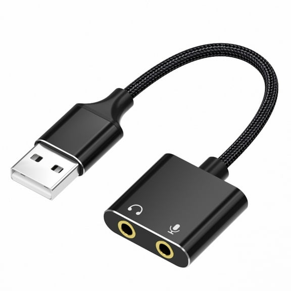 Naierhg USB to 3.5mm Audio Adapter Sound Card 2 in 1 Headphone Microphone Ports Driver-Free Audio Conversion Cable