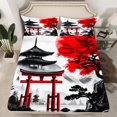 thumbnail image 2 of Erosebridal Japanese-Style Sheet Set Twin, Red Maple Tree Bedding Sets Twin Size, Watercolor Ink Decor 3pcs, 2 of 7