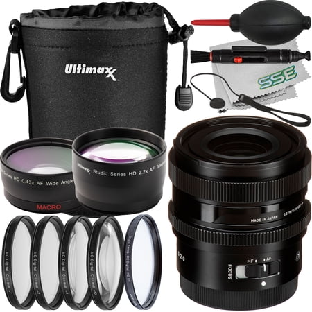 Sigma 35mm f/2 DG DN Contemporary Lens for Sony E with Essential Accessory Bundle: 0.43x Wide-Angle Lens Attachment  Protective Multi-Coated UV Filter & More (17pc Bundle)