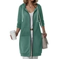 thumbnail image 2 of felwors Long Hoodies for Women Zip Up Double Zipper Fleece Jacket Tunic Sweatshirts Fall Winter Fashion Clothes Green, XXXXL, 2 of 4