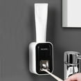 thumbnail image 3 of RoamHome Electric Toothbrush Holder Smart Sterilizer Punch Free Wall Mounted Automatic Toothpaste Dispenser Toothpaste Squeezer Toilet Bathroom Accessories Suitable for Kids & Adults (Black), 3 of 9
